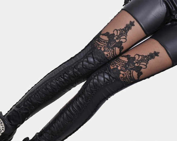 Designer Womens Faux Leather Leggings - Sins & Temptations