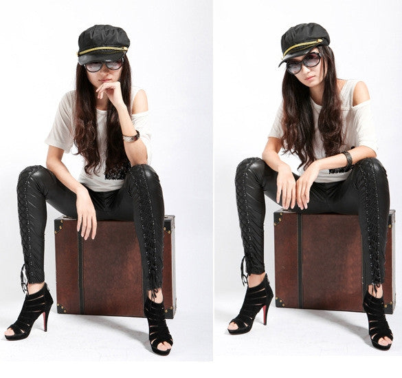 Designer Womens Faux Leather Leggings - Sins & Temptations