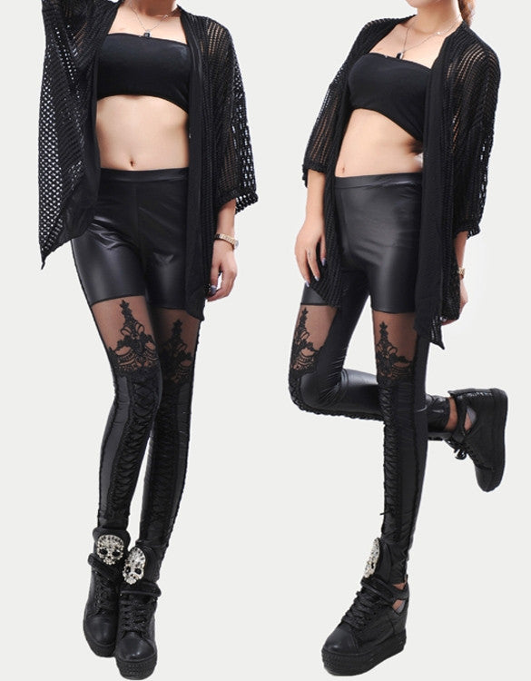 Designer Womens Faux Leather Leggings - Sins & Temptations
