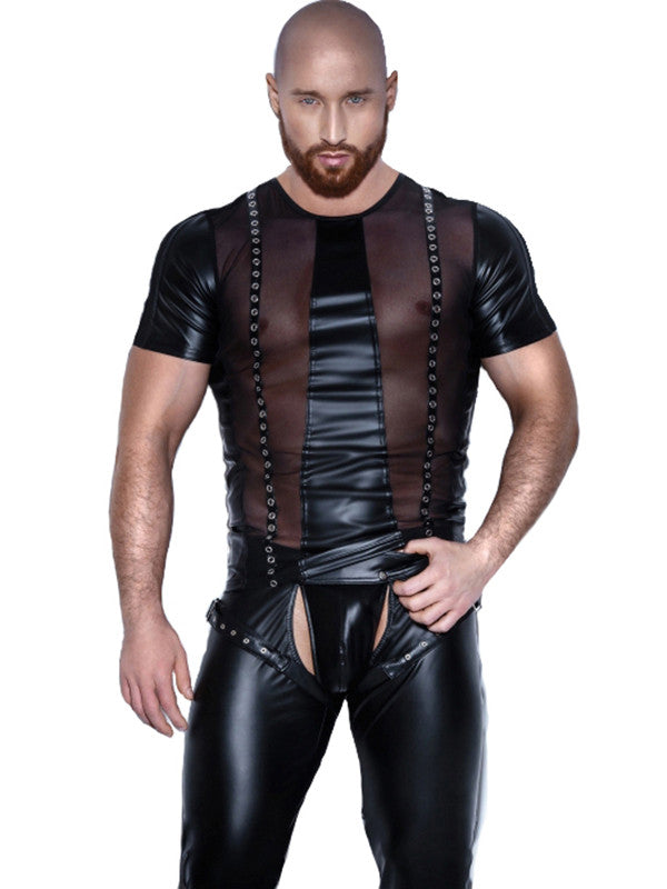 Sexy Black Gothic  Men Vinyl Tops - Sins & Temptations