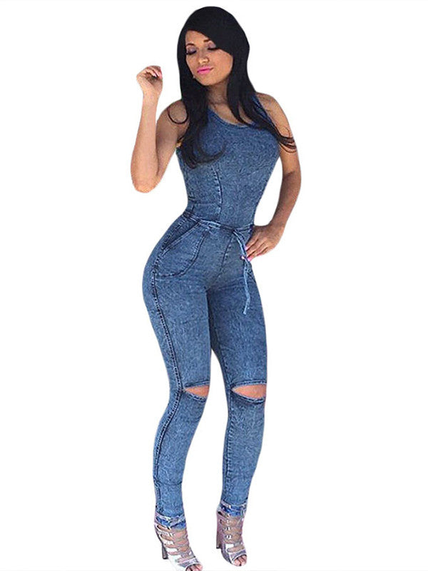 Sexy Denim Womens Denim Jeans Jumpsuit Romper - Sins & Temptations