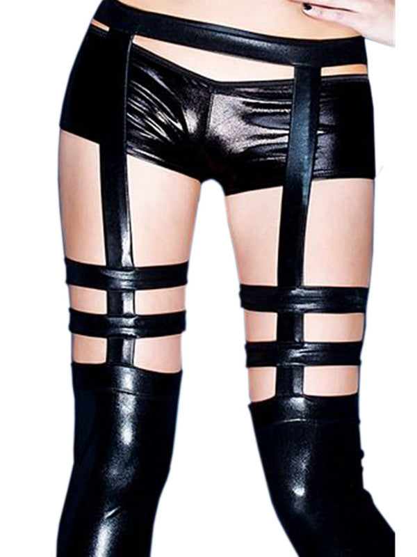 Sexy Black Faux Leather Leggings Stocking - Sins & Temptations