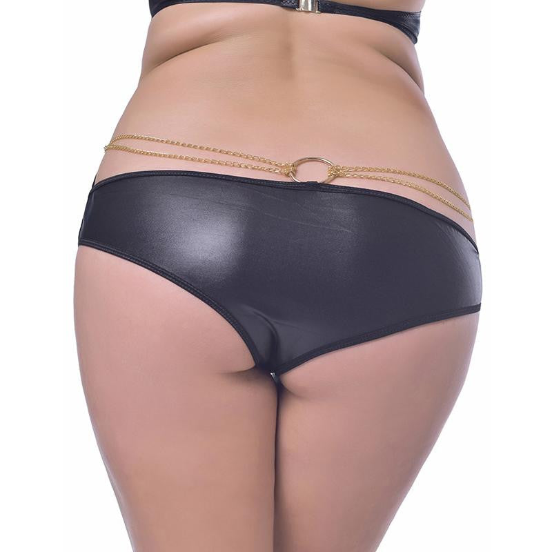 Plus Size XL-6XL Black Sexy Vinyl Pants Lingerie - Sins & Temptations