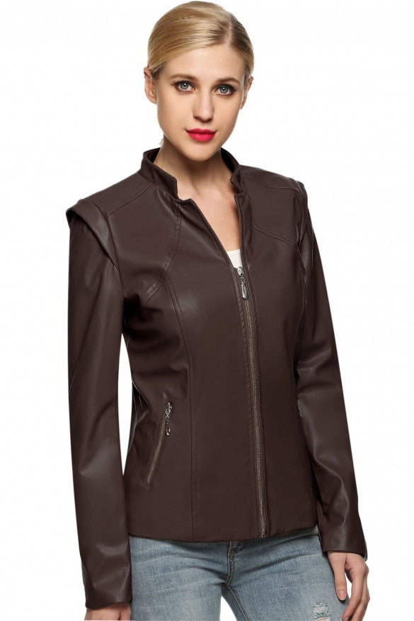 Stylish Faux Leather Jacket - Sins & Temptations - 20