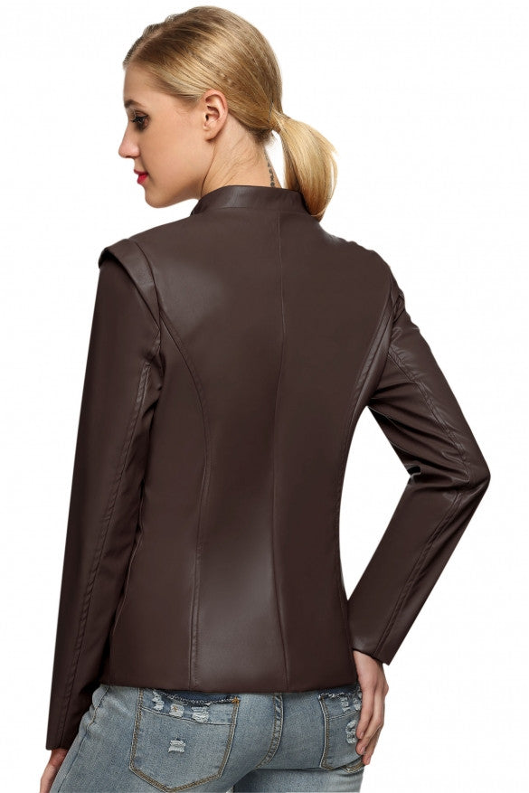 Stylish Faux Leather Jacket - Sins & Temptations - 23