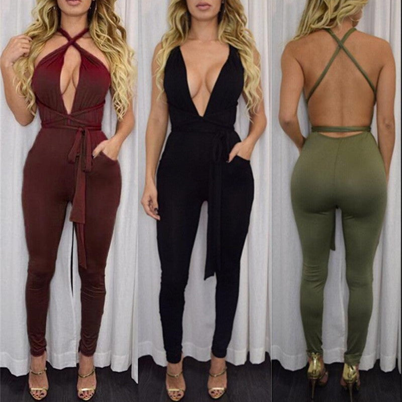 New Fashion Pocket Rompers And Jumpsuits Backless Clubwear - Sins & Temptations