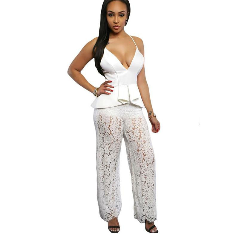 Luxury Fashion Lace Long Sleeve Jumpsuit Clubwear - Sins & Temptations