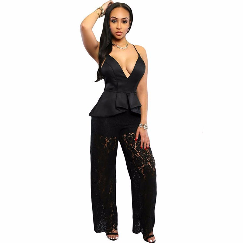 Luxury Fashion Lace Long Sleeve Jumpsuit Clubwear - Sins & Temptations