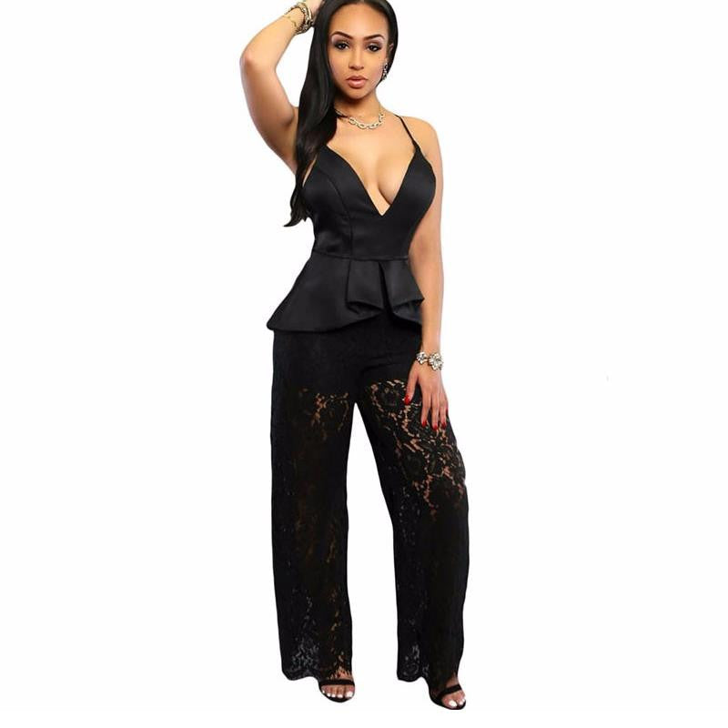 Luxury Fashion Lace Long Sleeve Jumpsuit Clubwear - Sins & Temptations