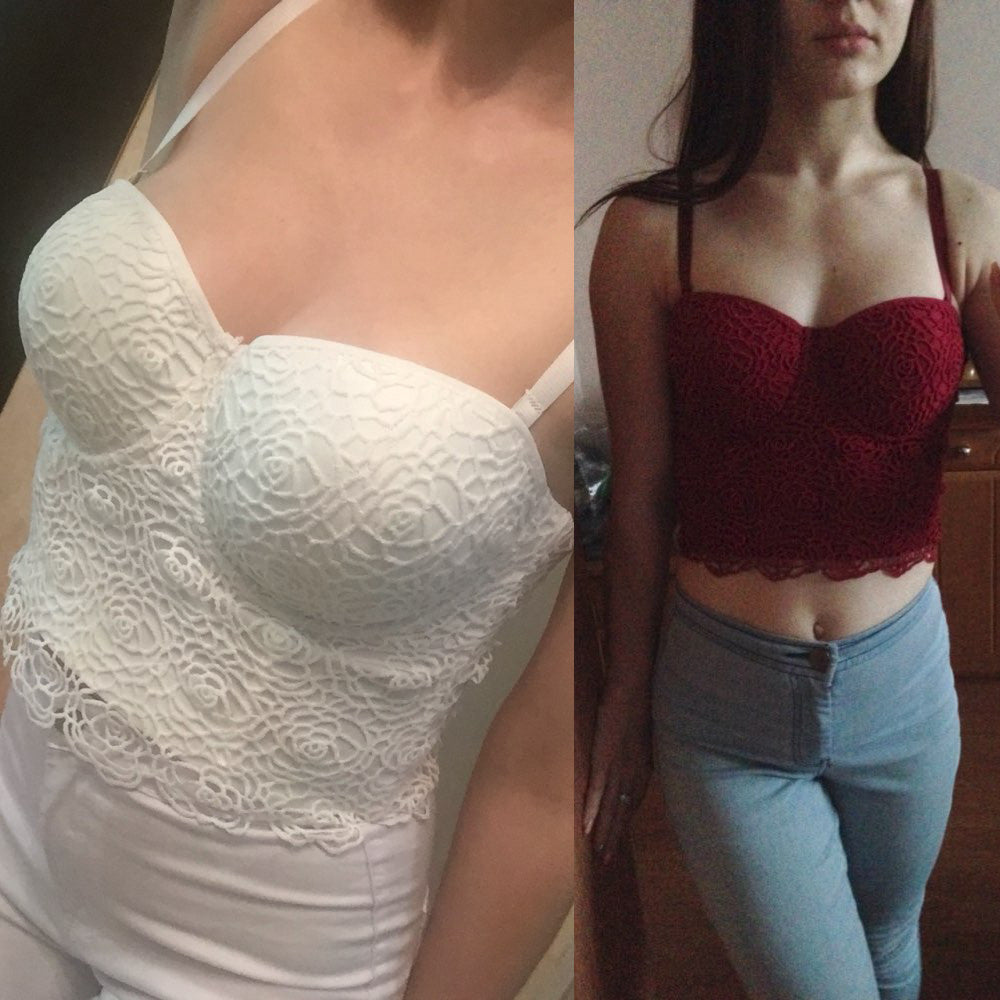 Sweet Floral Lace Push Up Bralet Bustier Corset Wedding Party Cropped Top - Sins & Temptations