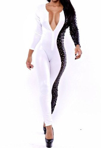 New 2017 Summer Sexy Fashion Patchwork Romper Bodycon Hollow Out Playsuit - Sins & Temptations