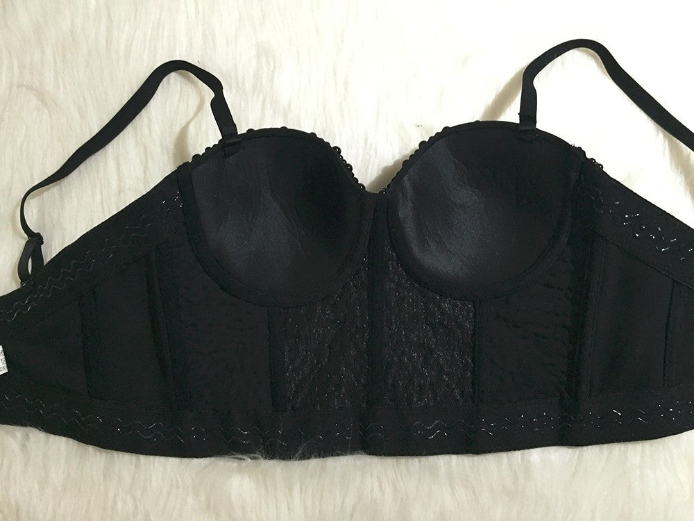 Hand-made Beaded Rhinestone Bustier Pearls Push Up Night Club Bralette - Sins & Temptations