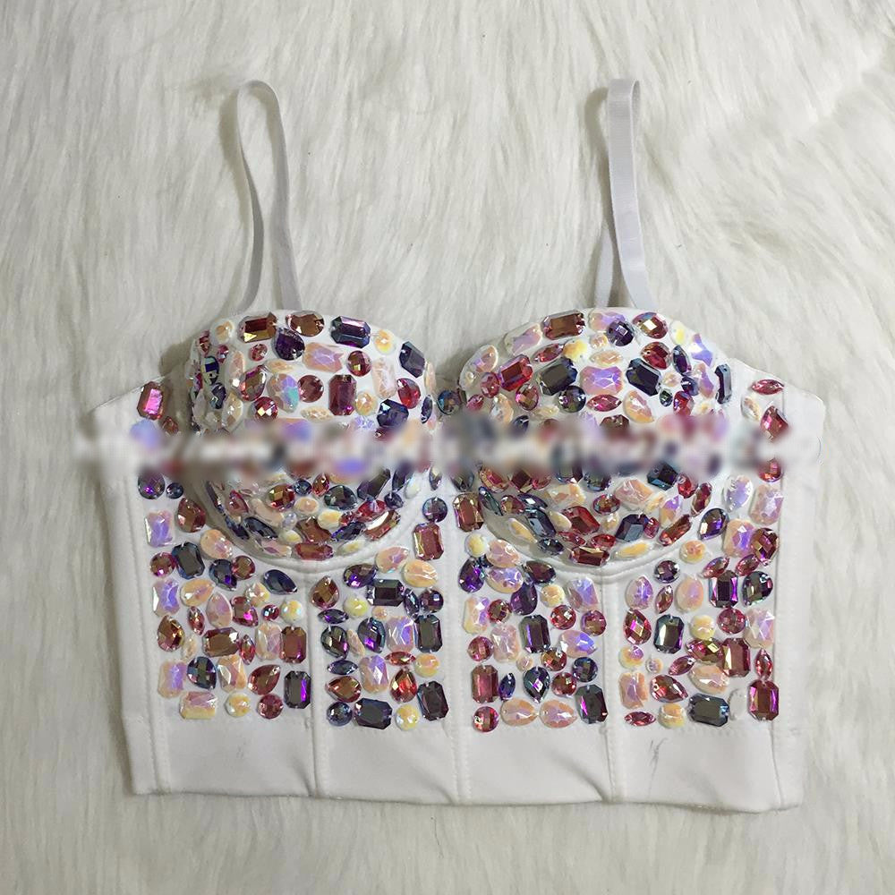 New Rhinestone Bead Pearls Bustier Push Up Wedding Bralette Bra Cropped Top - Sins & Temptations