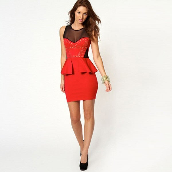 Women Mini Sleeveless Peplum Dress - Sins & Temptations