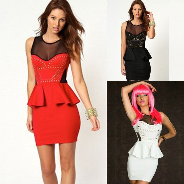 Women Mini Sleeveless Peplum Dress - Sins & Temptations