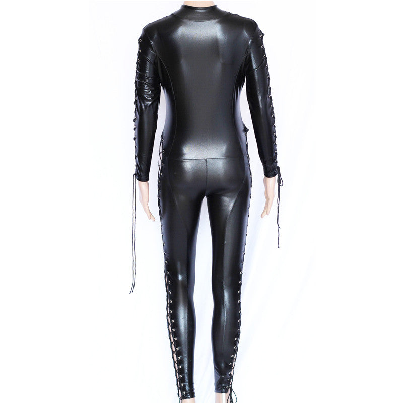 Black Catwomen Zentai Catsuit Costumes Vinyl Leather - Sins & Temptations
