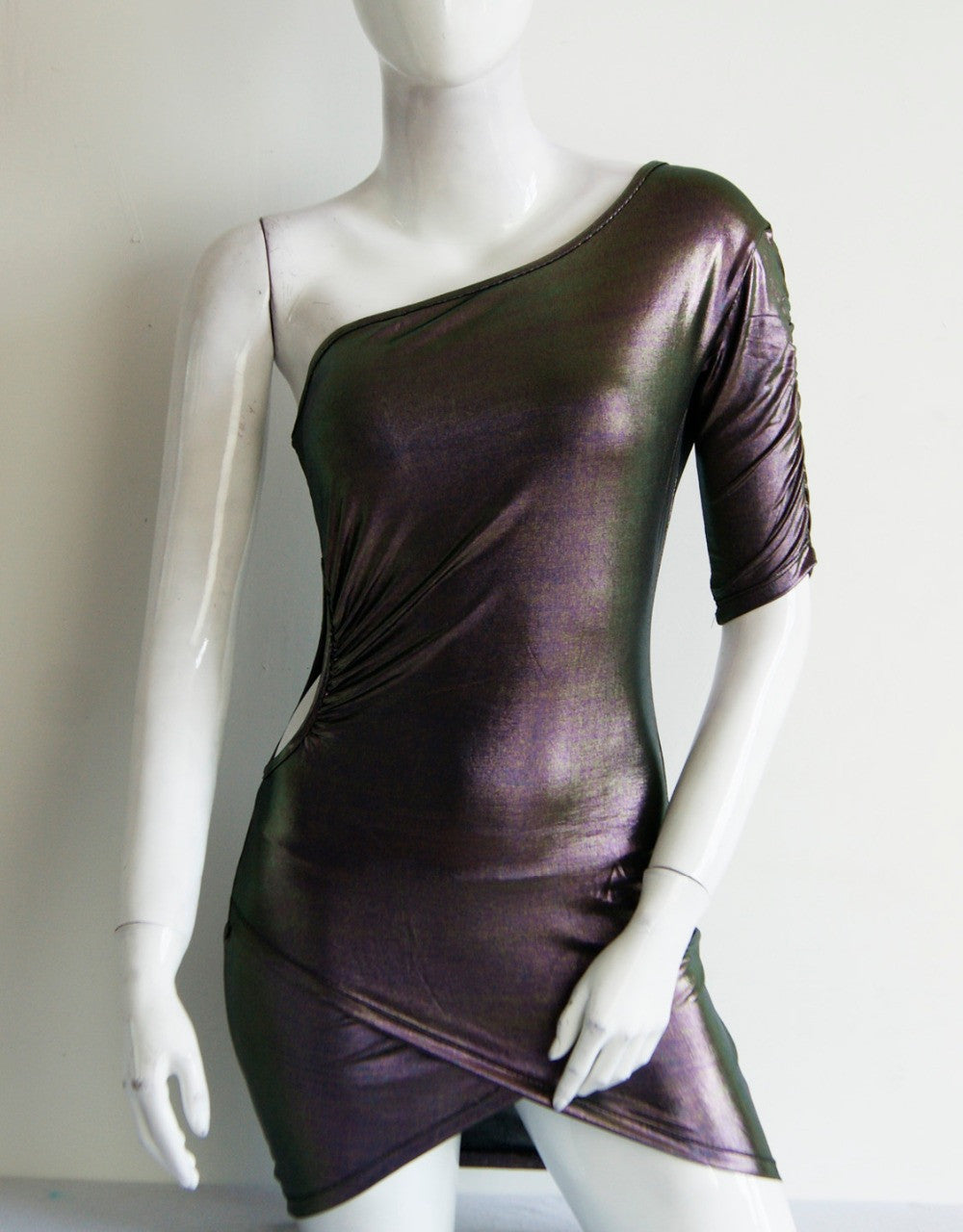 Silver Side-cutout One Shoulder Club Dress - Sins & Temptations