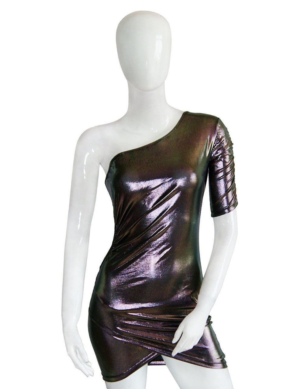 Silver Side-cutout One Shoulder Club Dress - Sins & Temptations