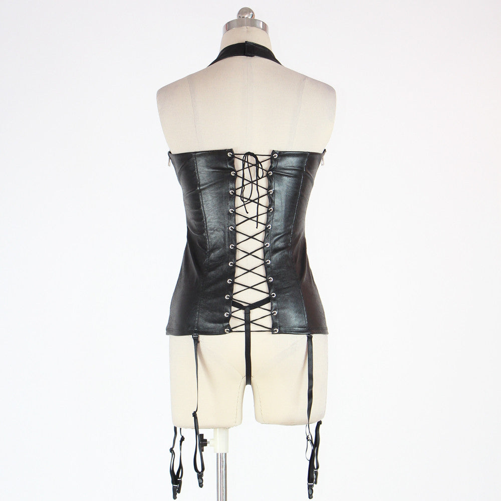 Black Vinyl Bodysuit Exotic Lingerie - Sins & Temptations