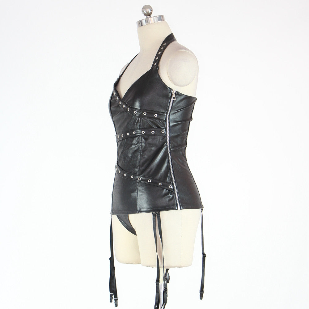 Black Vinyl Bodysuit Exotic Lingerie - Sins & Temptations