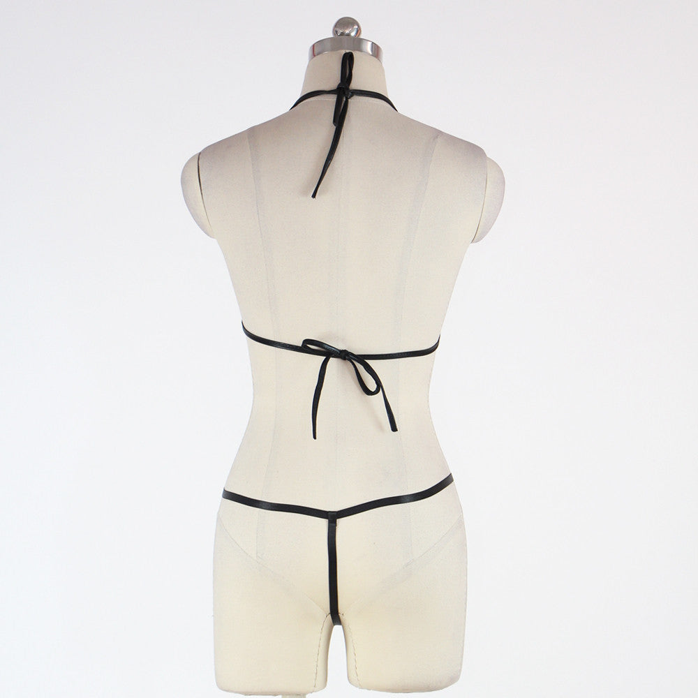 Studded Leather Bra and G String Bikini Set - Sins & Temptations