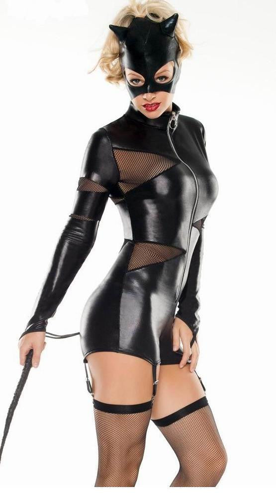 Leather Cat women Cosplay Costume Women Leather Dress - Sins & Temptations