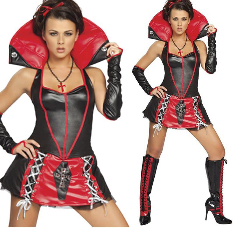 Powerful Women Black and Red Sexy Vampire Costume Dress - Sins & Temptations