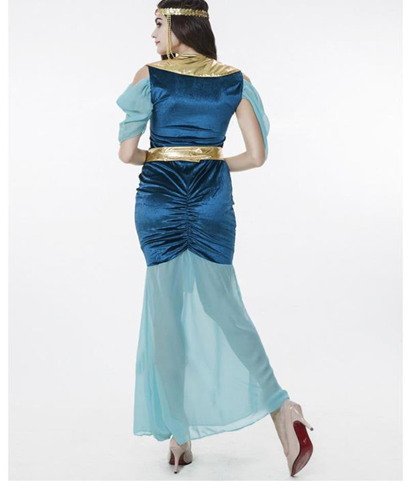 Attractive Women Gypsy Fancy Dress Blue Greek Goddess - Sins & Temptations