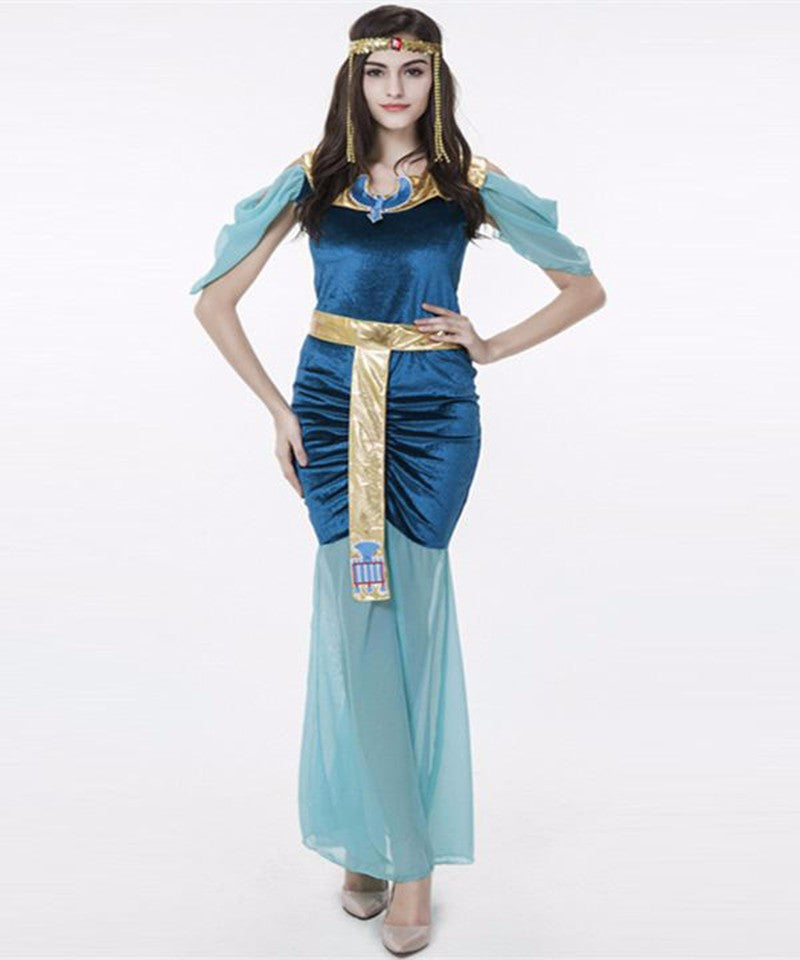 Attractive Women Gypsy Fancy Dress Blue Greek Goddess - Sins & Temptations