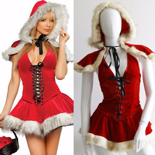 Plush Bubble Dress Red skirt Santa Costume Dress - Sins & Temptations