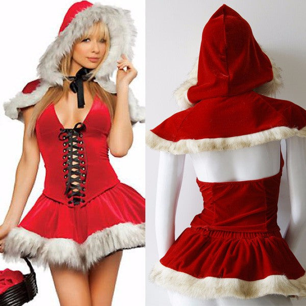 Plush Bubble Dress Red skirt Santa Costume Dress - Sins & Temptations