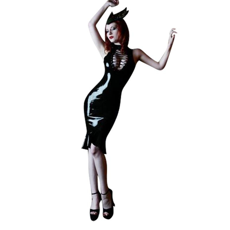 Wet Look Leather Mini Dress - Sins & Temptations
