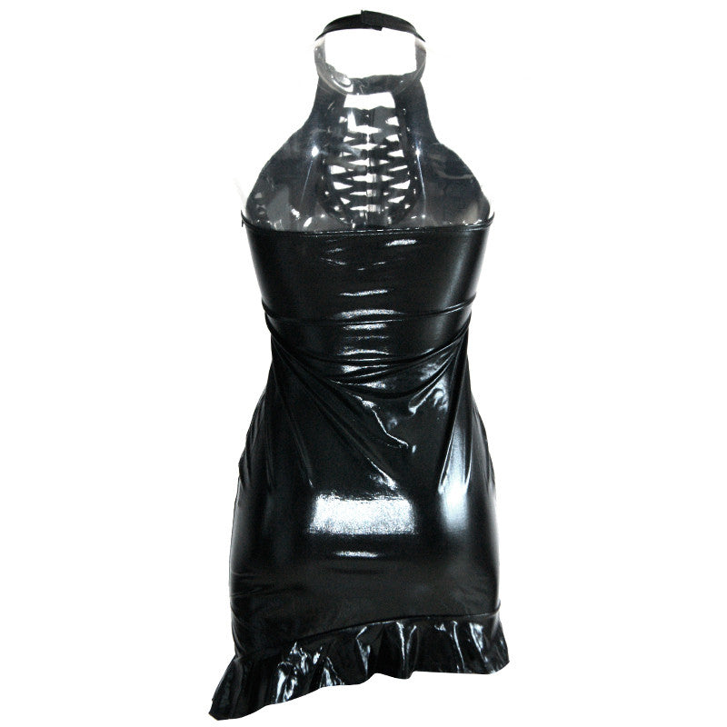 Wet Look Leather Mini Dress - Sins & Temptations