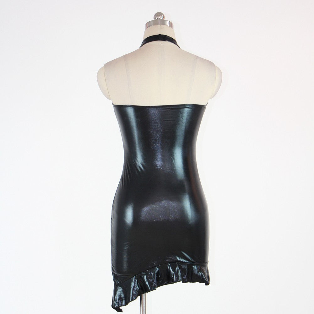 Wet Look Leather Mini Dress - Sins & Temptations