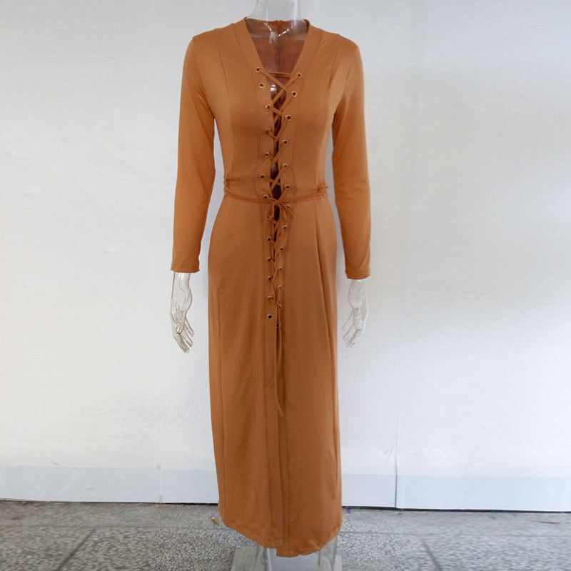 New Style Long Sleeve Maxi Elegant Woman Fashion Dress Robe - Sins & Temptations