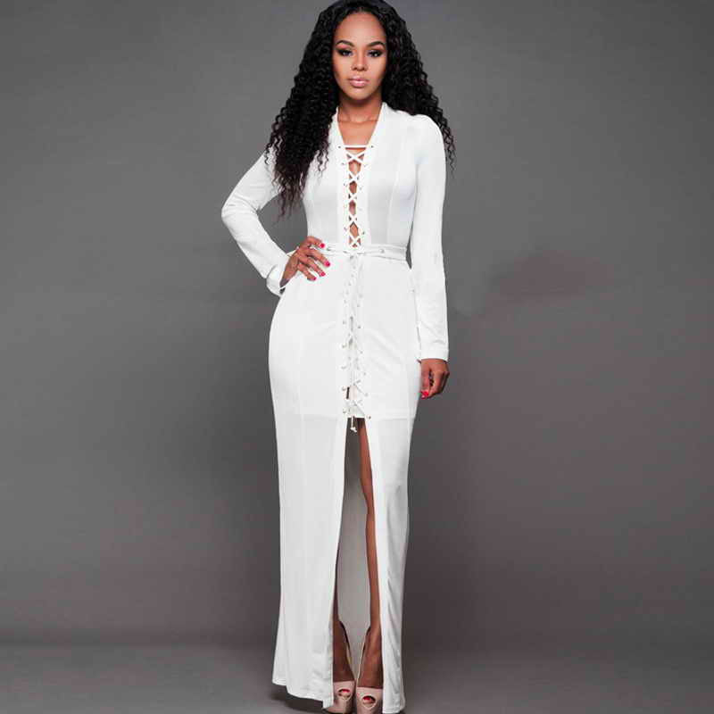 New Style Long Sleeve Maxi Elegant Woman Fashion Dress Robe - Sins & Temptations