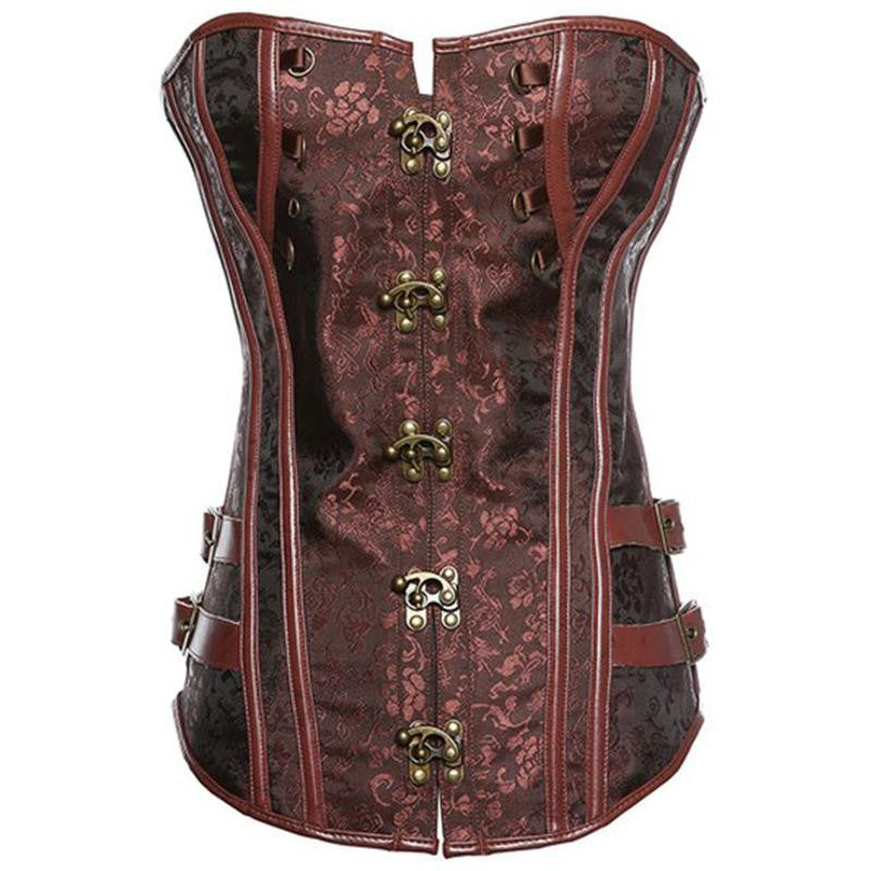 Brown Retro Sexy Gothic Corset Steel Bone Corset Top Steampunk - Sins & Temptations