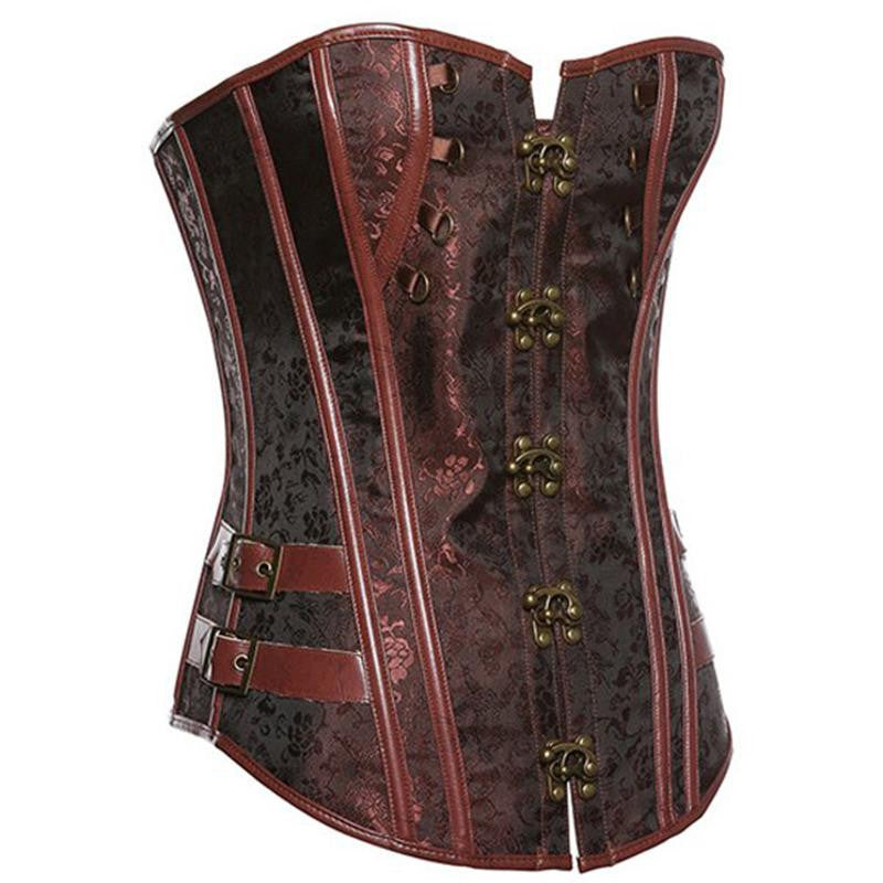 Brown Retro Sexy Gothic Corset Steel Bone Corset Top Steampunk - Sins & Temptations