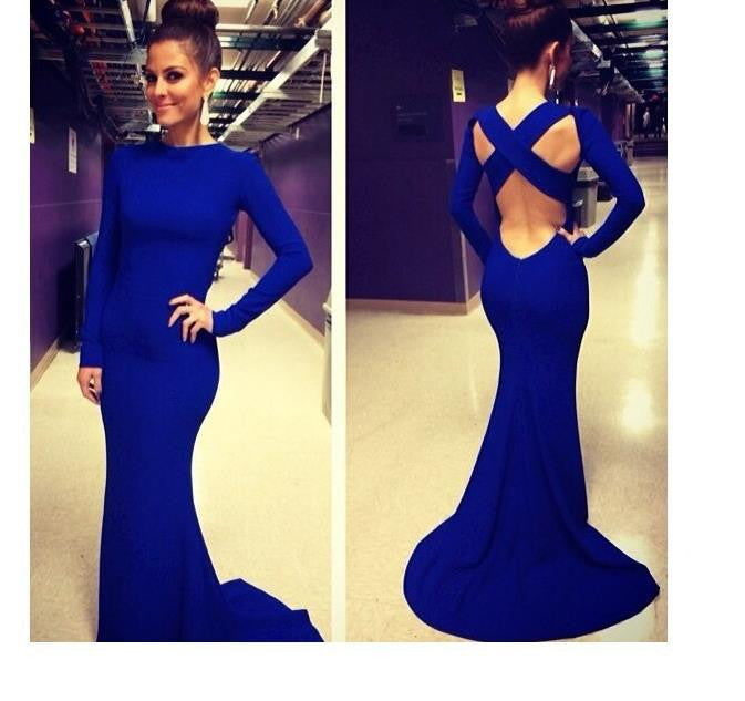 Hot Trumpet Cascading Ruffle Long Floor Length Solid Club Summer Backless Dress - Sins & Temptations
