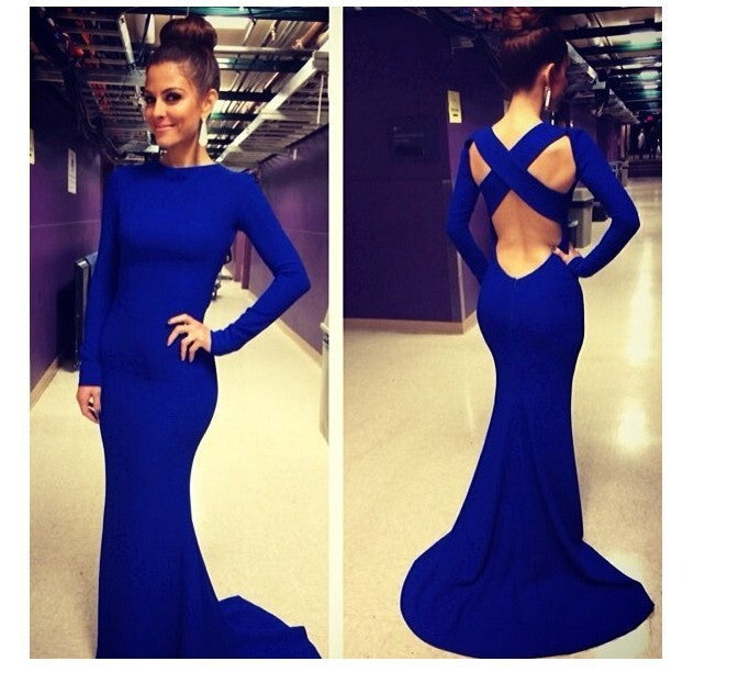 Hot Trumpet Cascading Ruffle Long Floor Length Solid Club Summer Backless Dress - Sins & Temptations