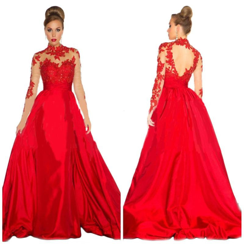 Maxi Red Lace High Waist Club Partywear Elegant Wedding Gown Dress - Sins & Temptations