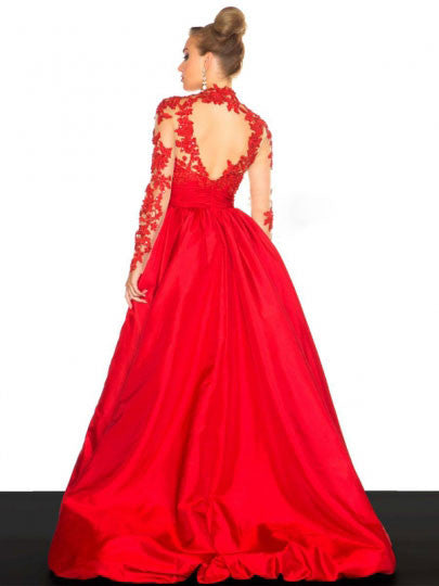 Maxi Red Lace High Waist Club Partywear Elegant Wedding Gown Dress - Sins & Temptations