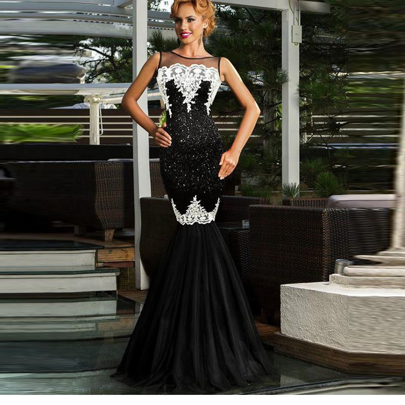 Charming Sexy Green Sleeveless Mesh Sequin Mermaid Dress - Sins & Temptations