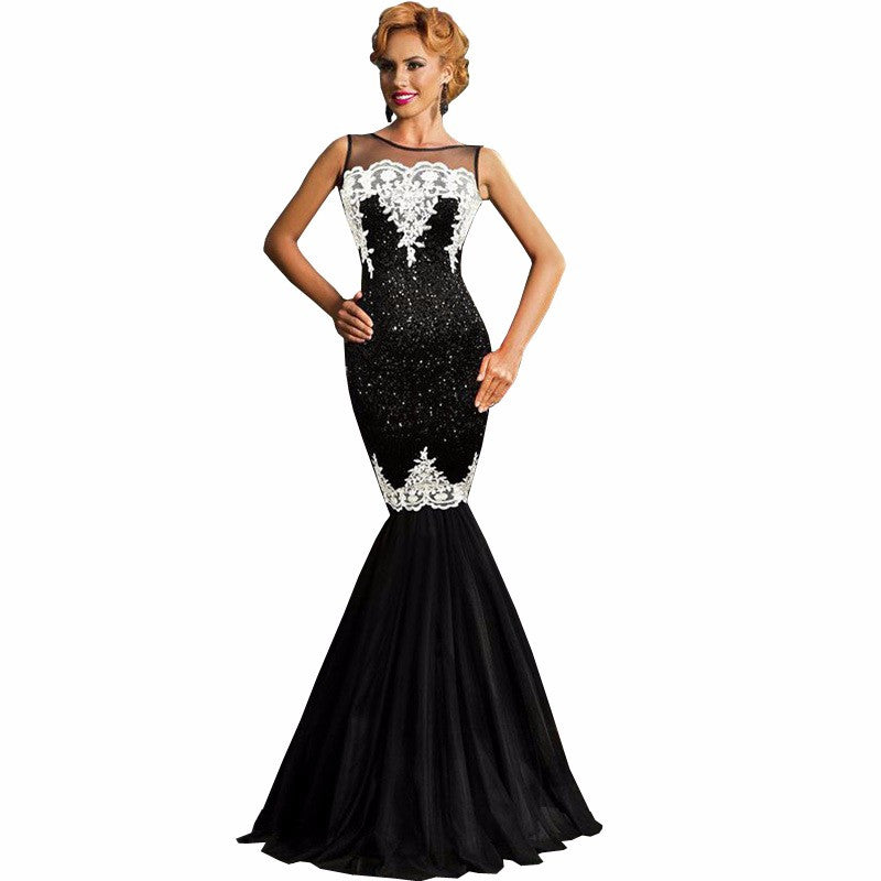 Charming Sexy Green Sleeveless Mesh Sequin Mermaid Dress - Sins & Temptations