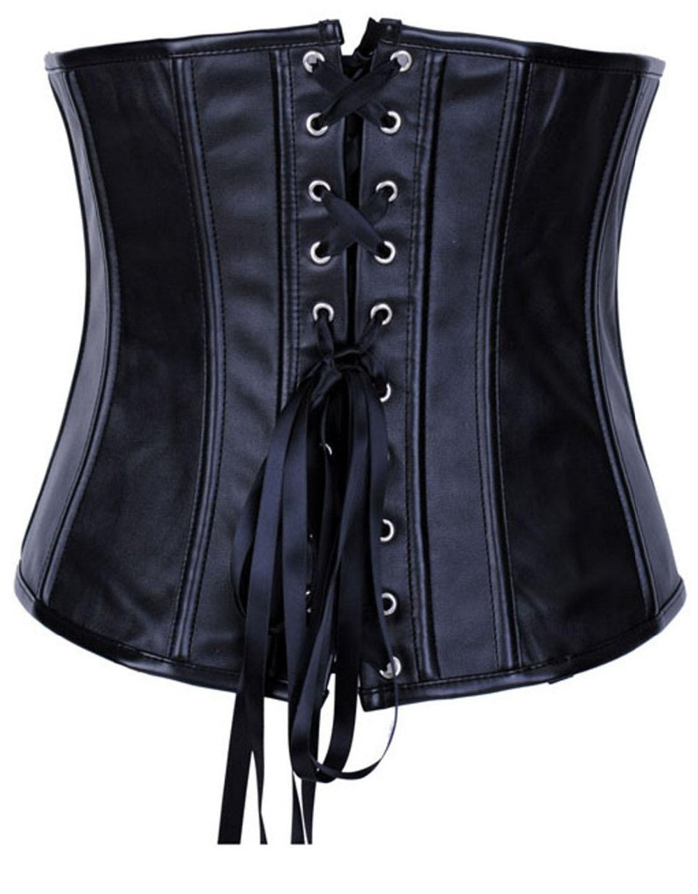 Sexy Black Women Under bust Punk Zipper Faux Leather Waist Corset - Sins & Temptations