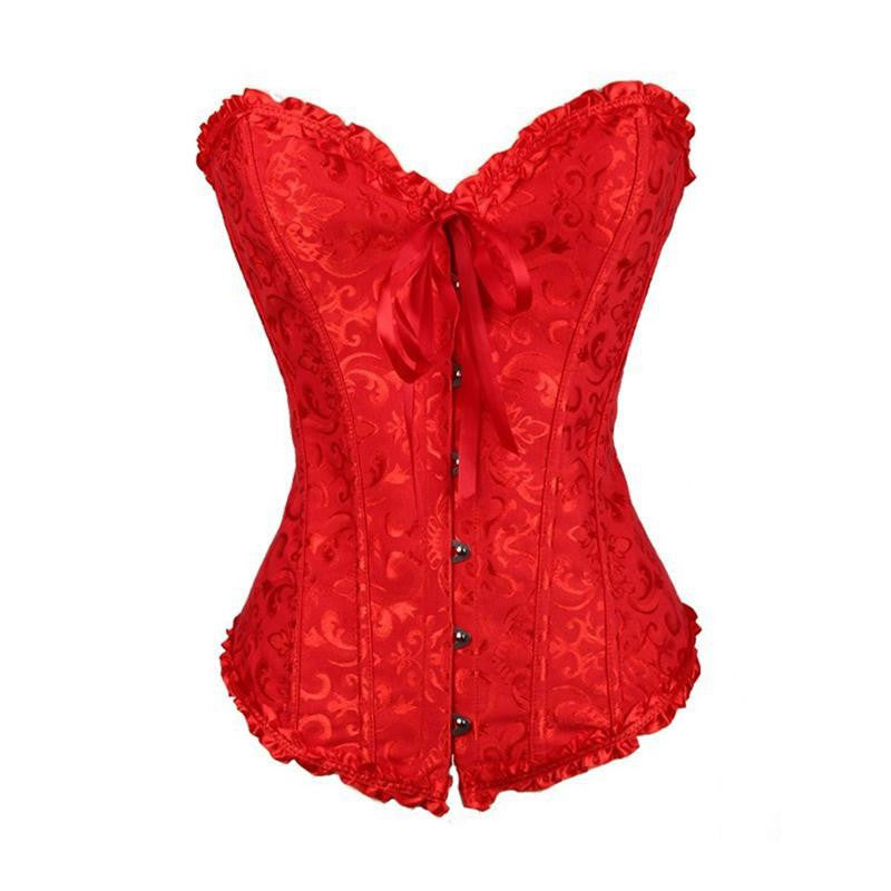Women Flower Pattern Strapless Bustier Corset - Sins & Temptations