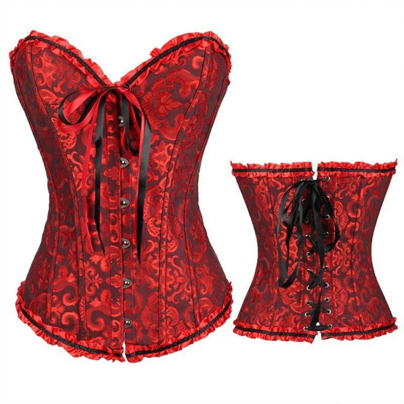 Women Flower Pattern Strapless Bustier Corset - Sins & Temptations