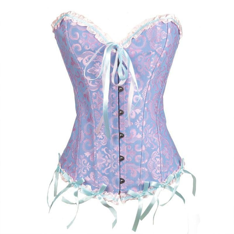 Women Flower Pattern Strapless Bustier Corset - Sins & Temptations