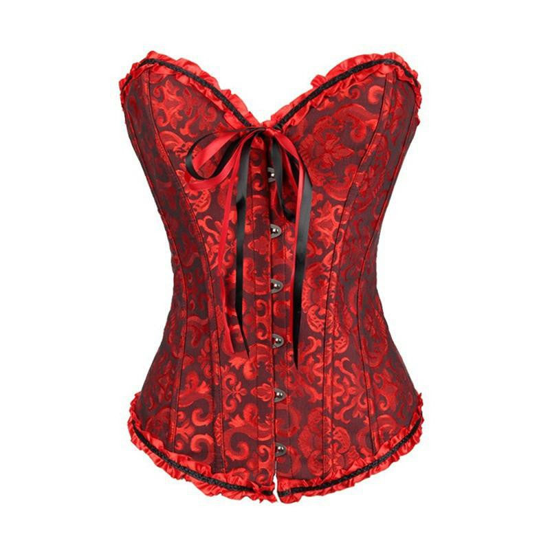 Women Flower Pattern Strapless Bustier Corset - Sins & Temptations