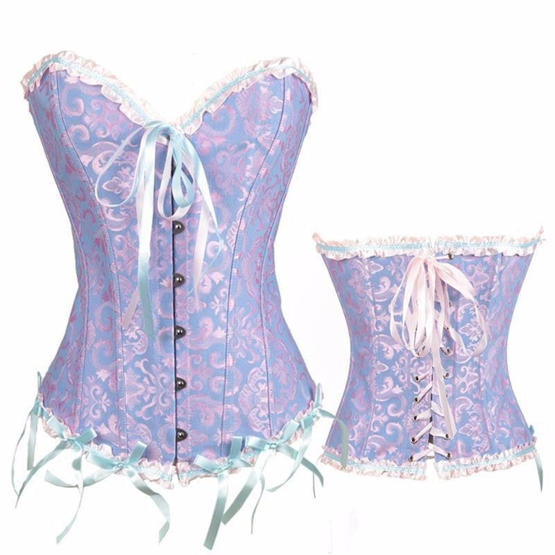 Women Flower Pattern Strapless Bustier Corset - Sins & Temptations